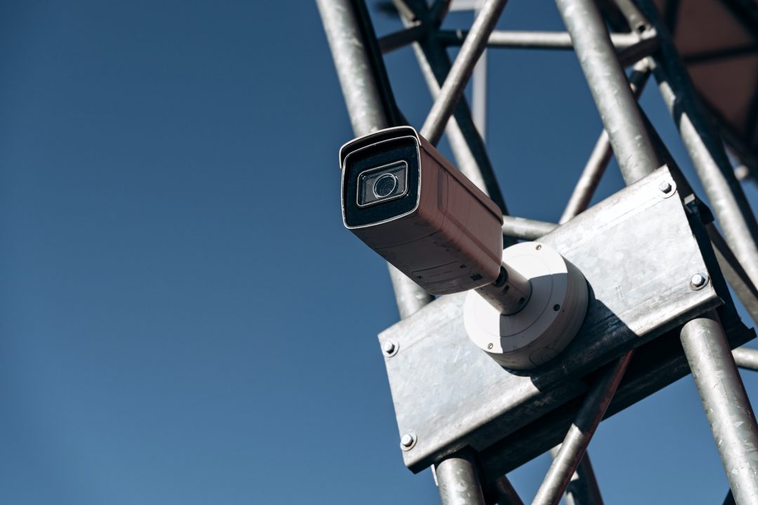cctv street cameras on iron pole monitoring camera or surveillance camera concept stock photo 1